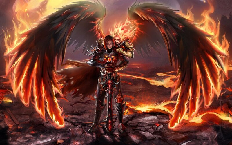 Angel with Flaming Wings — Red