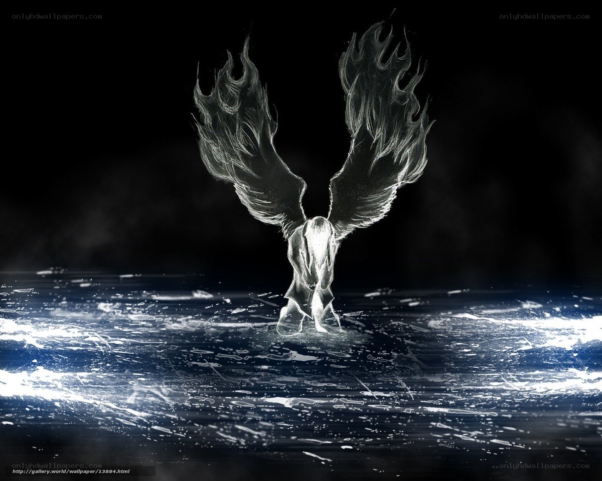 angel with flaming wings