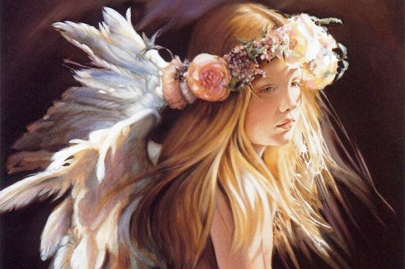 Angel with Flower Crown — Gold