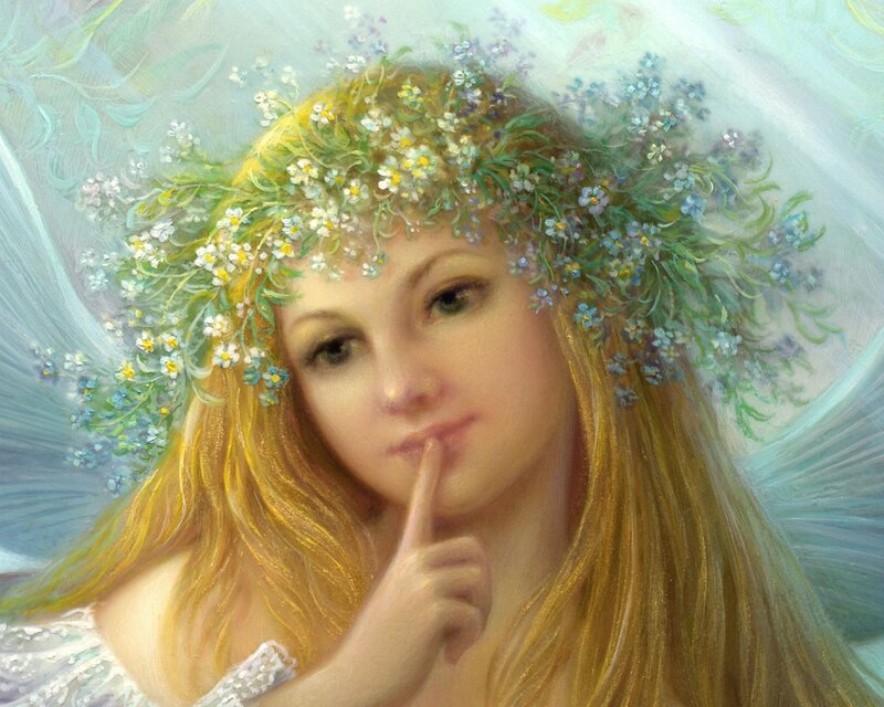 Angel with Flower Crown — Yellow
