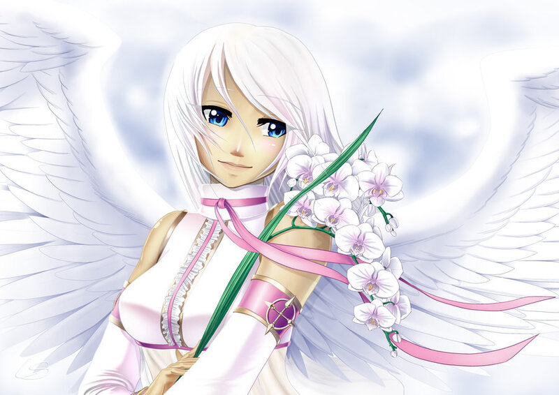 angel with flowers and wings