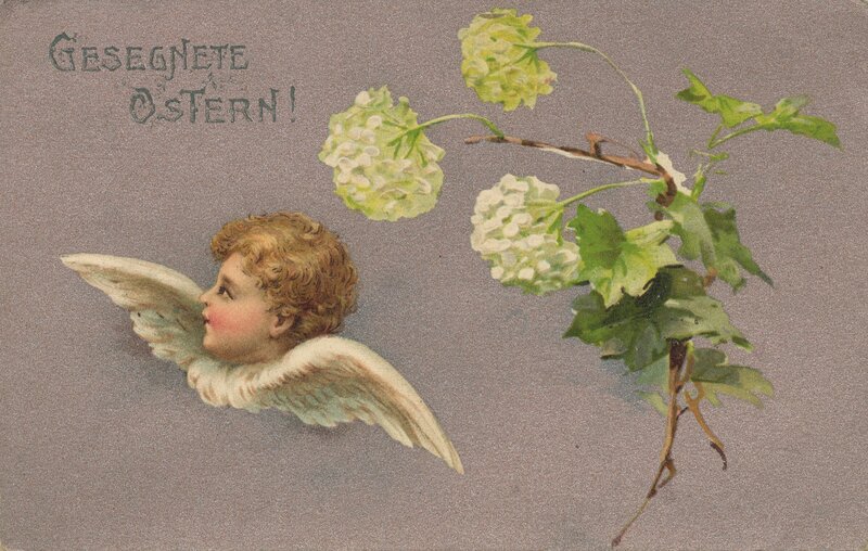 Angel with flowers Easter card