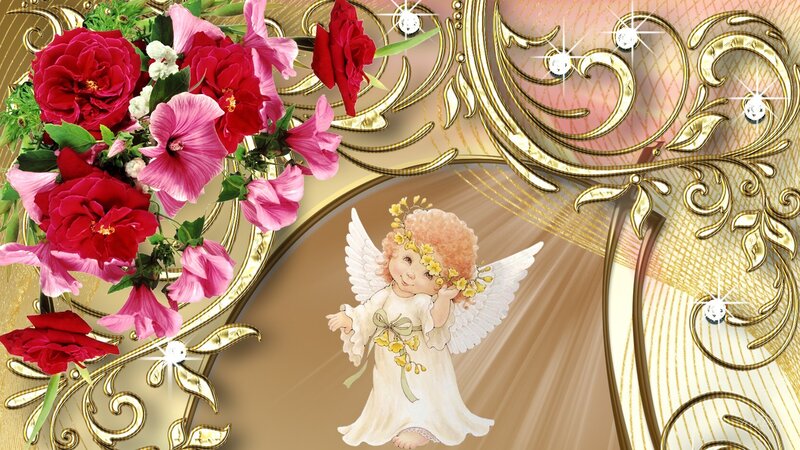 Angel with Flowers — White