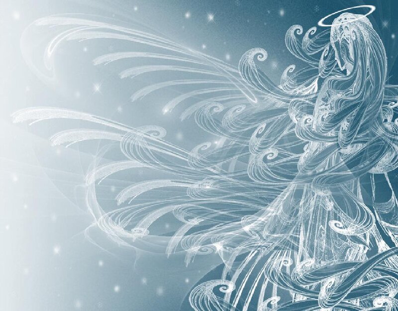 Angel with Flowing Hair — Blue