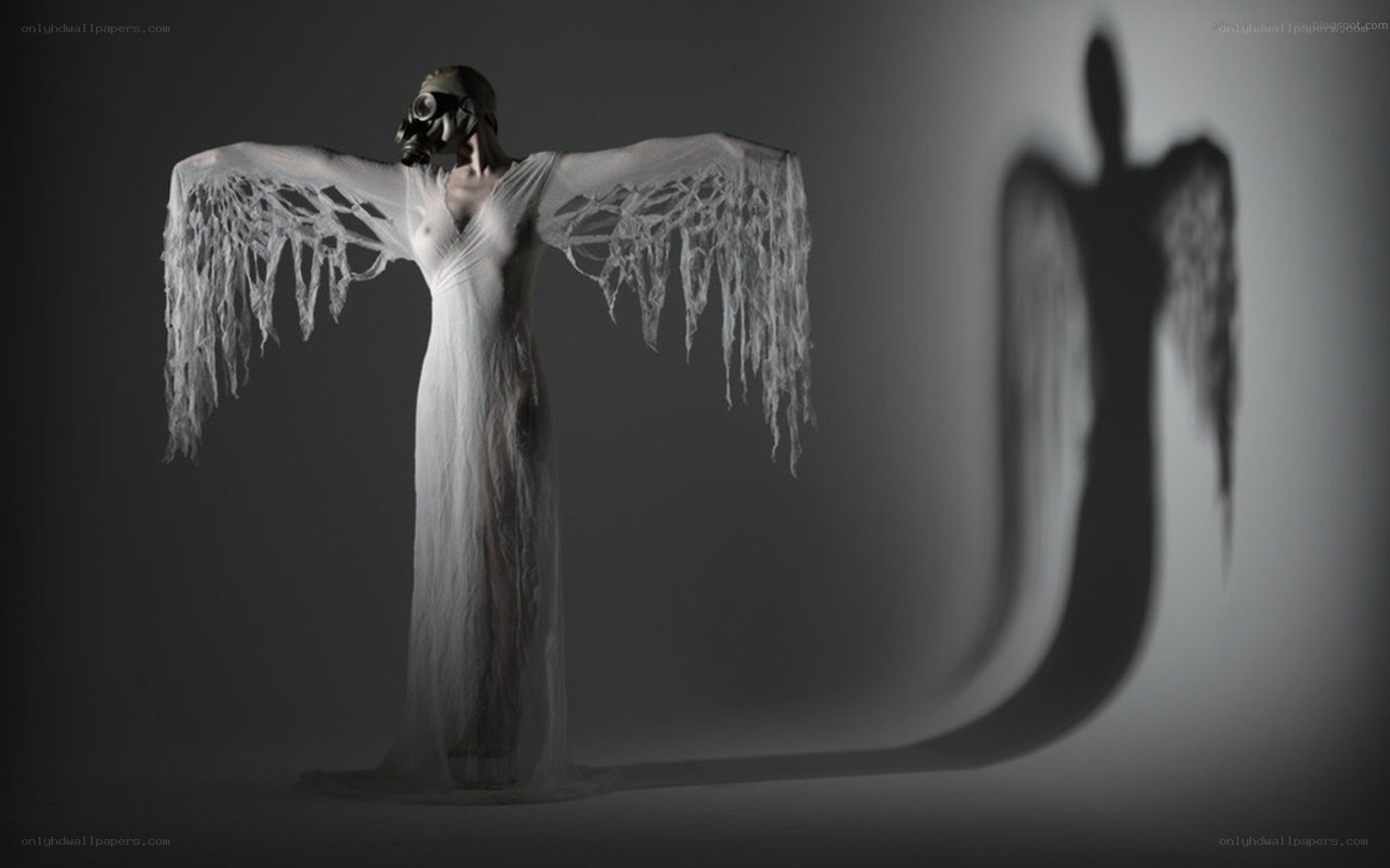 angel with gas mask