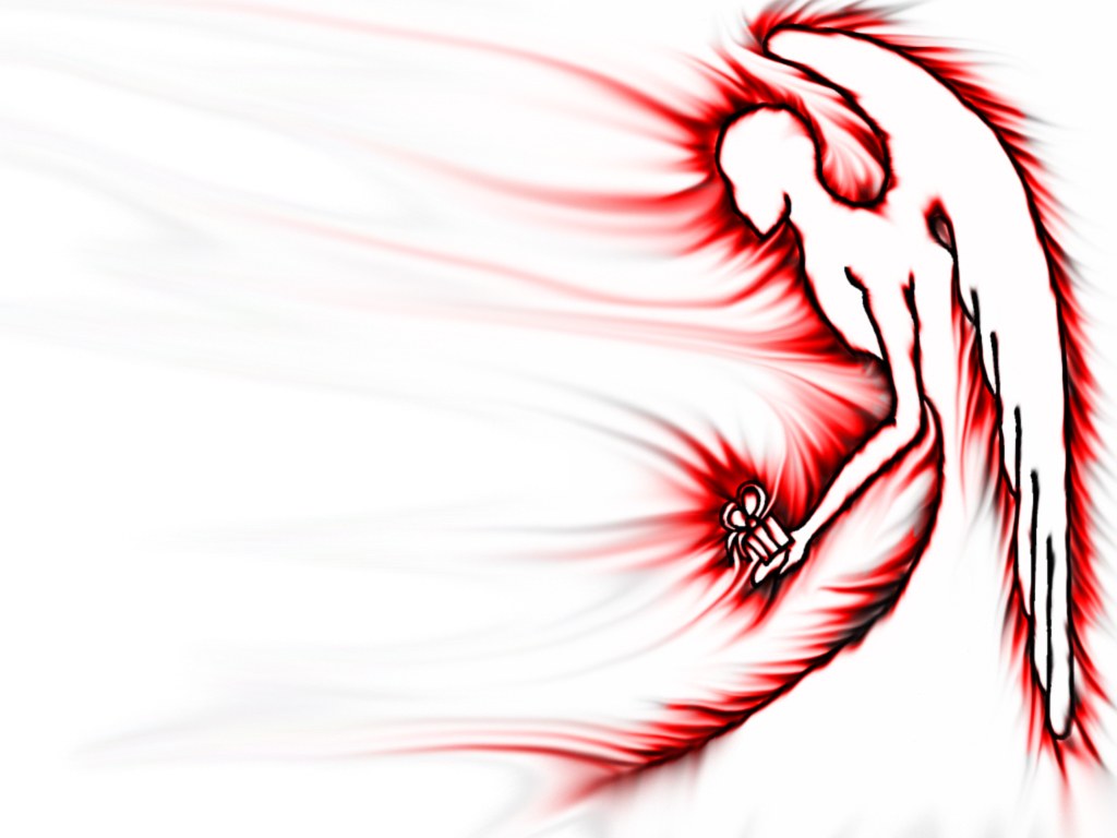 Angel with gift in red motion