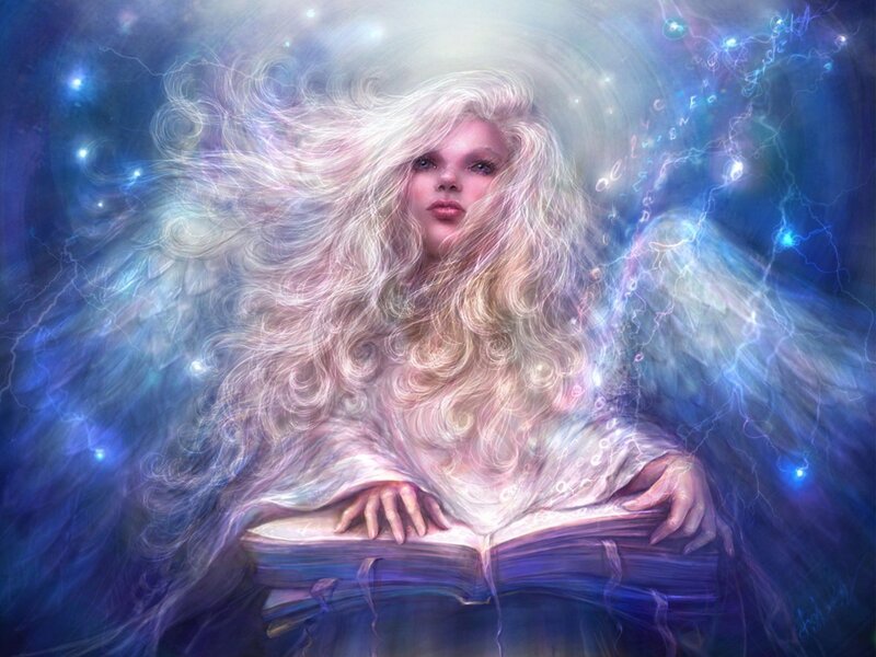 angel with glowing book