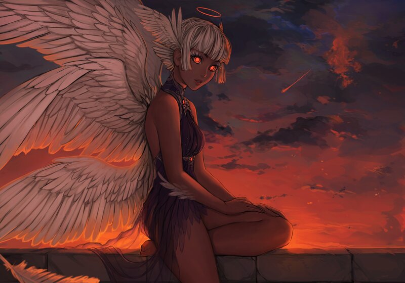 Angel with Glowing Eyes — Red