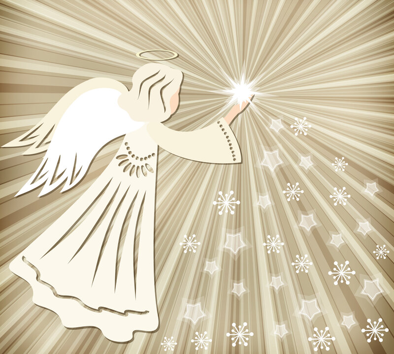 Angel with Glowing Hand — Beige