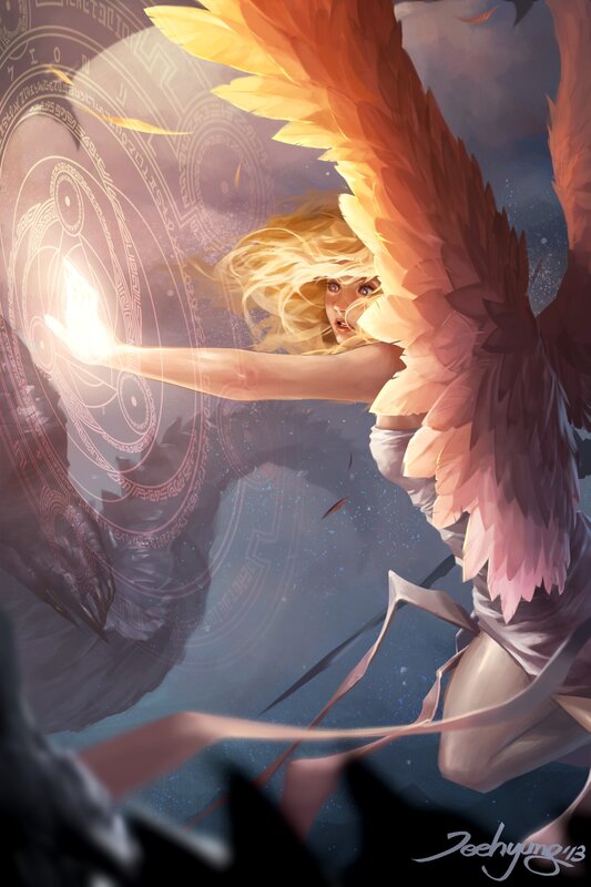 Angel with Glowing Hand — Yellow
