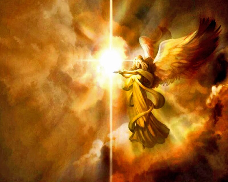Angel with Glowing Light — Gold