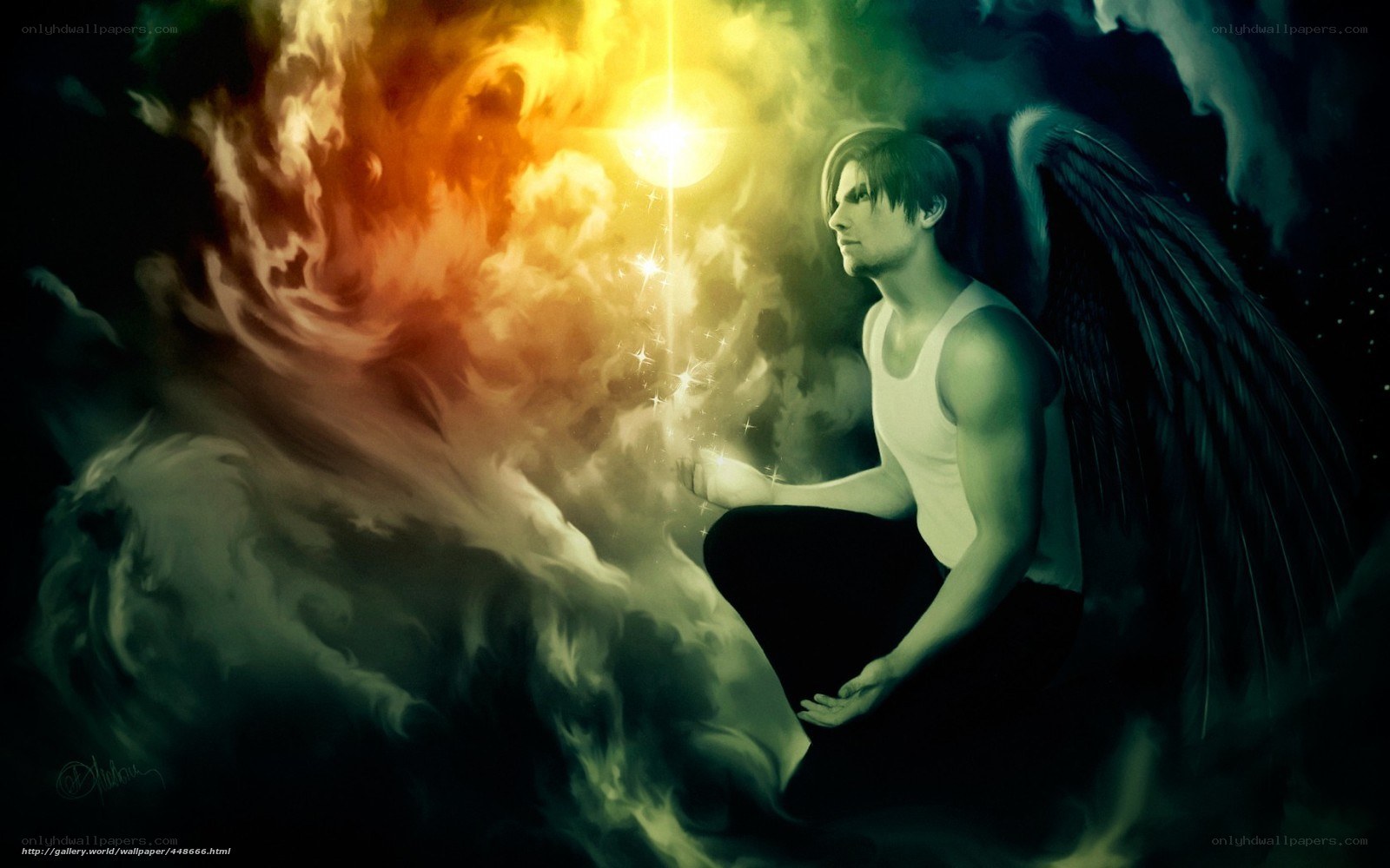 angel with glowing light