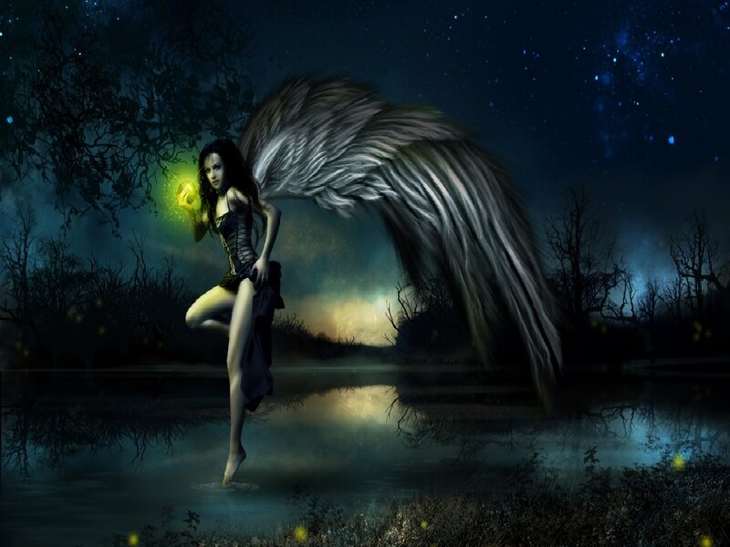 Angel with Glowing Orb — Blue