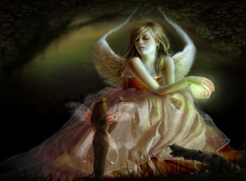 Angel with Glowing Orb — White