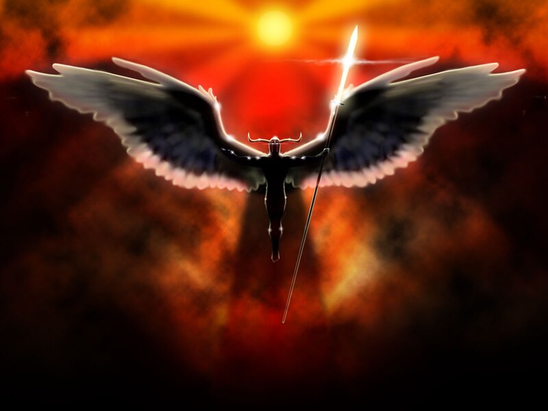 Angel with glowing sword