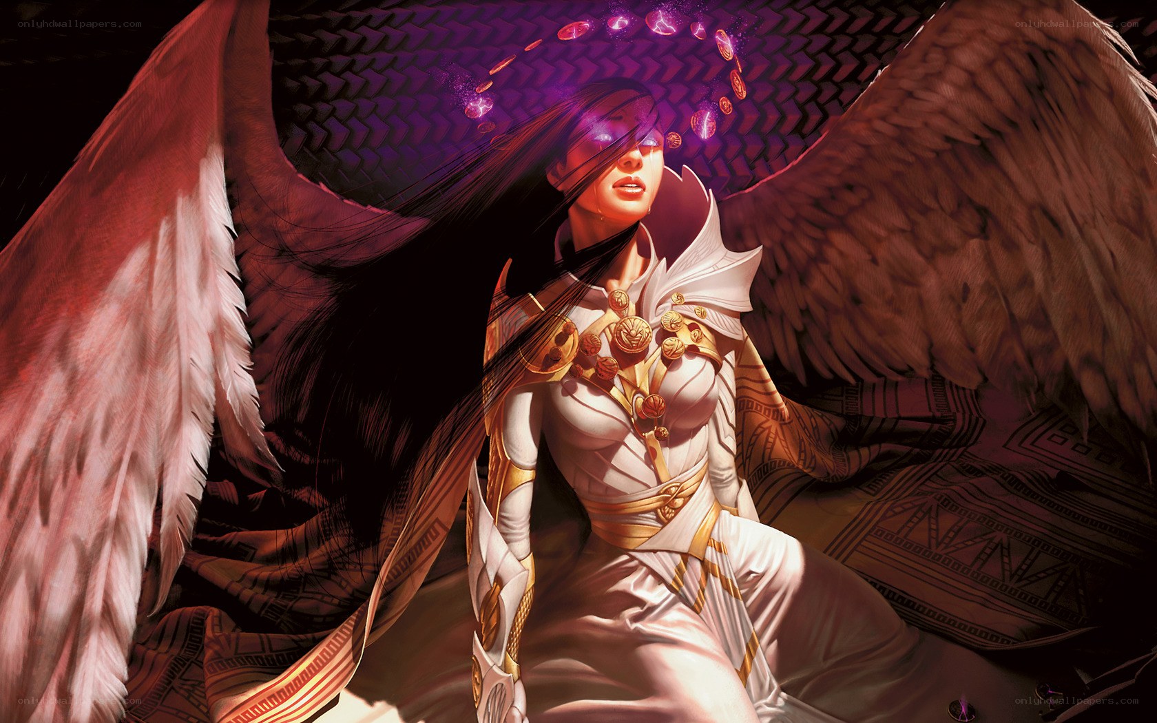 angel with glowing wings