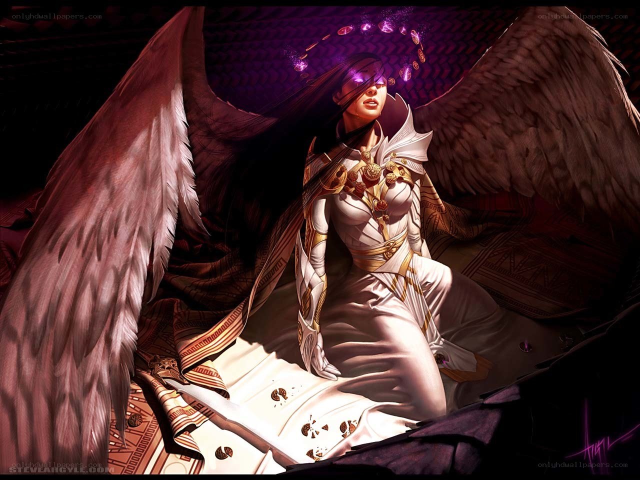 angel with glowing wings