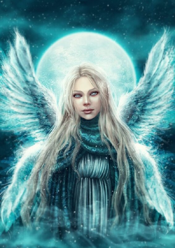 angel with glowing wings