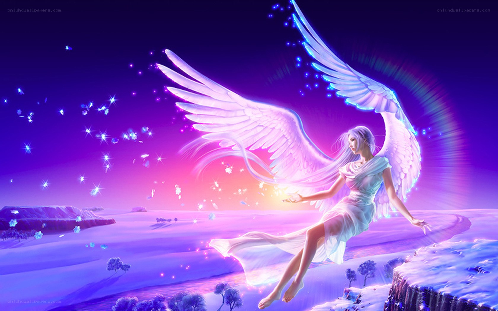 Angel with glowing wings