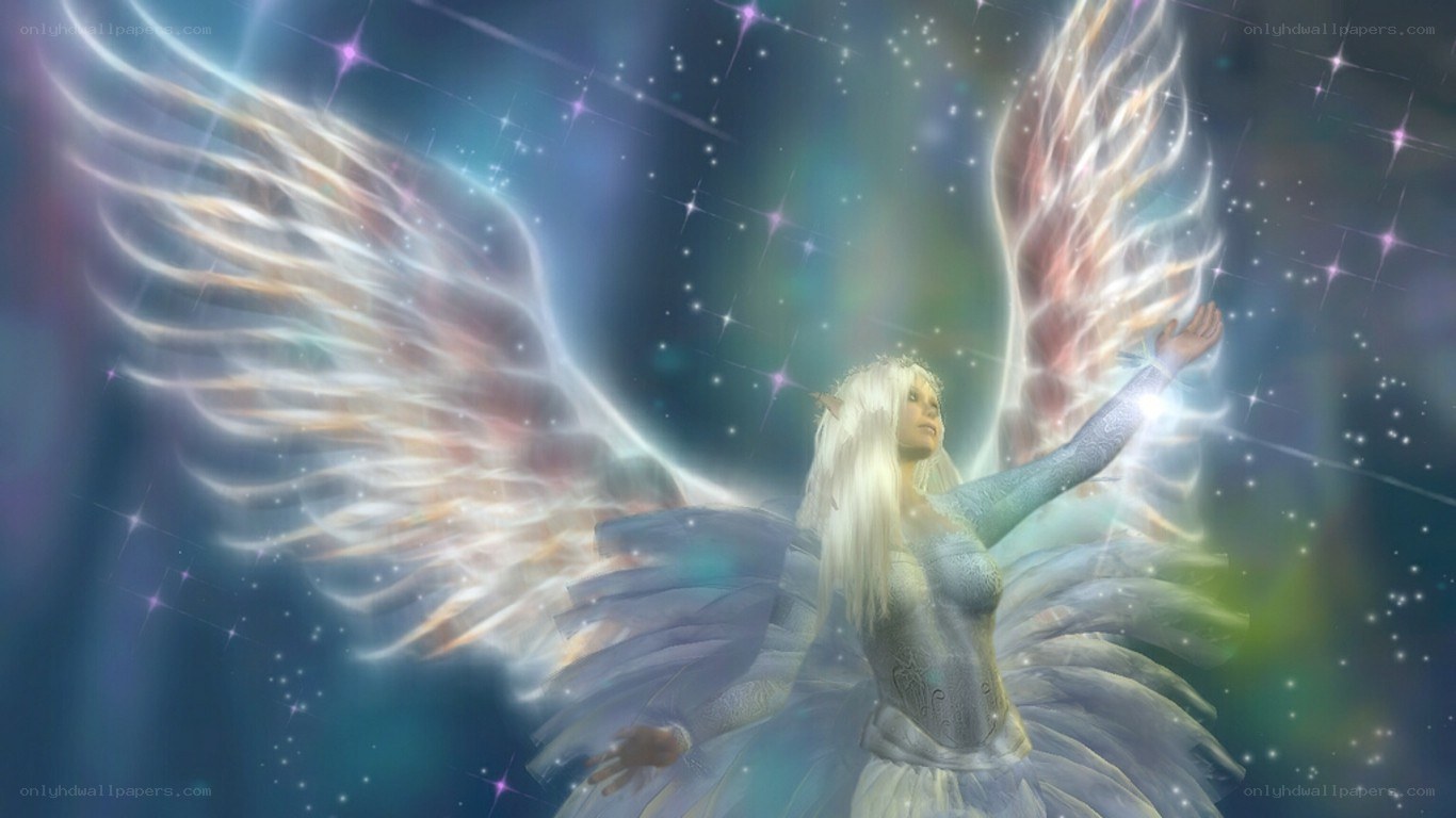 angel with glowing wings