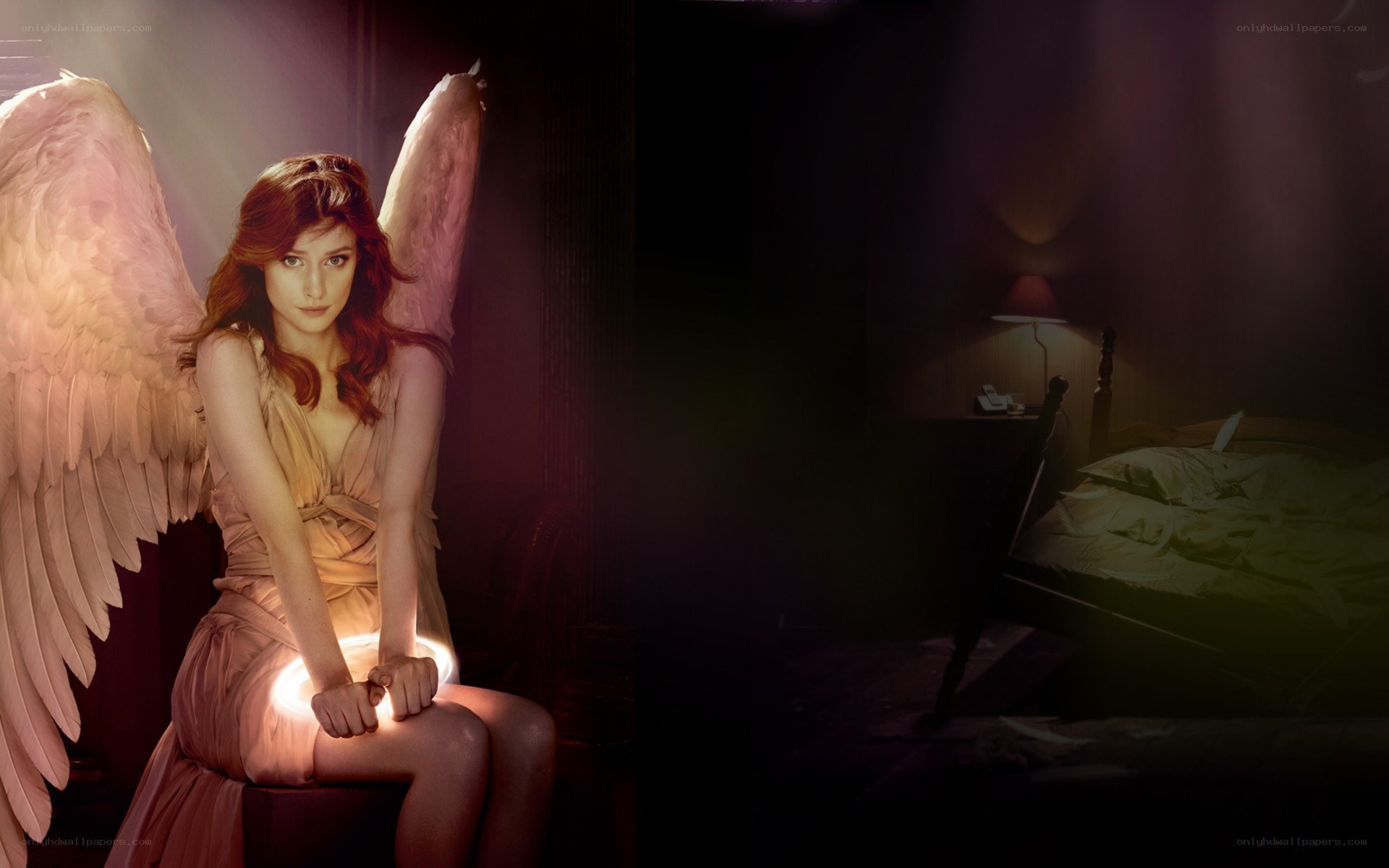 angel with glowing wings