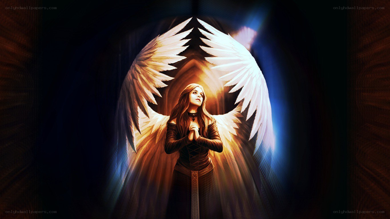 angel with glowing wings