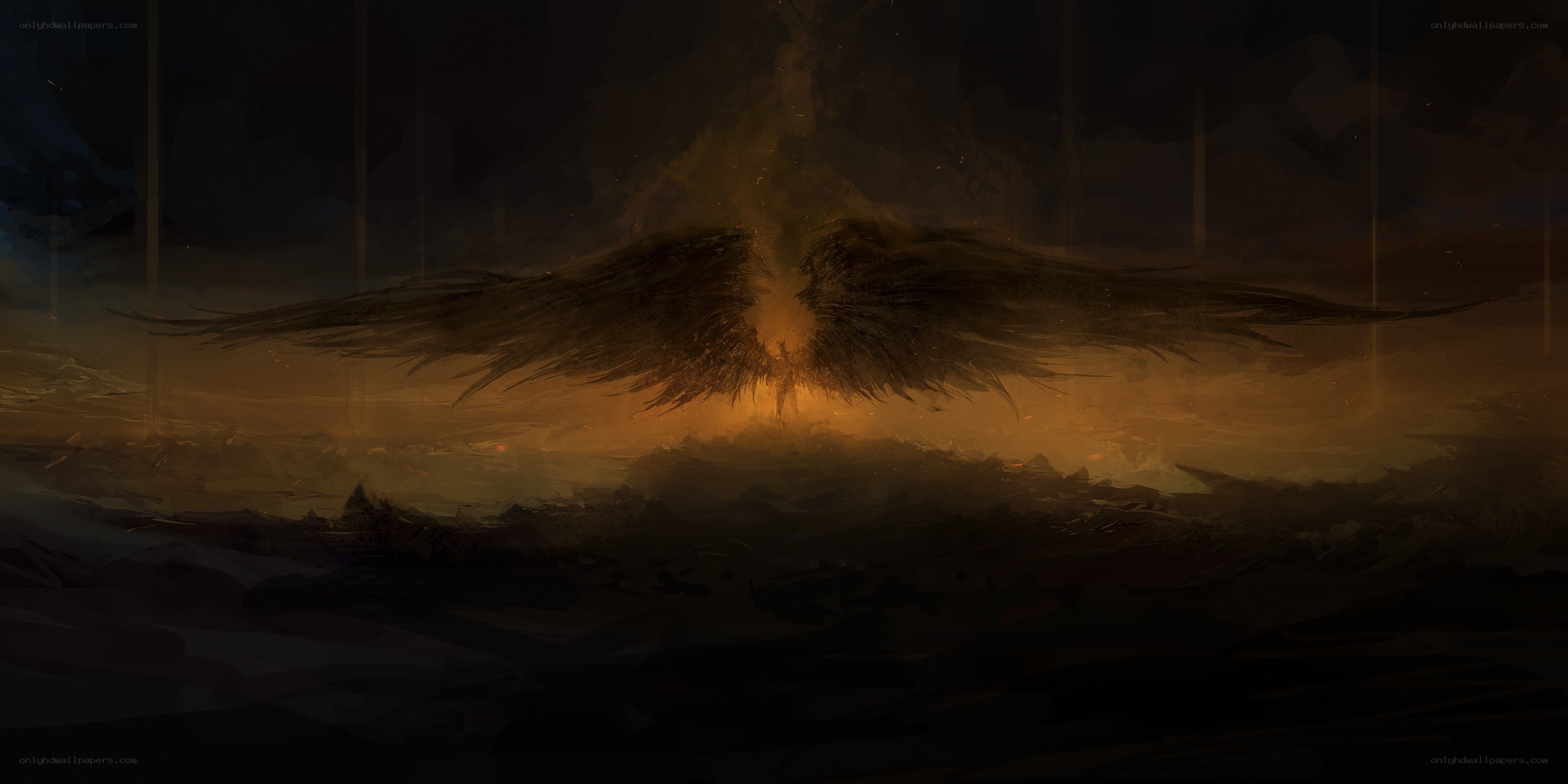 angel with glowing wings