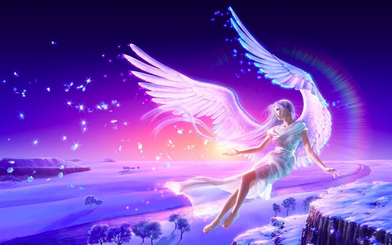Angel with glowing wings