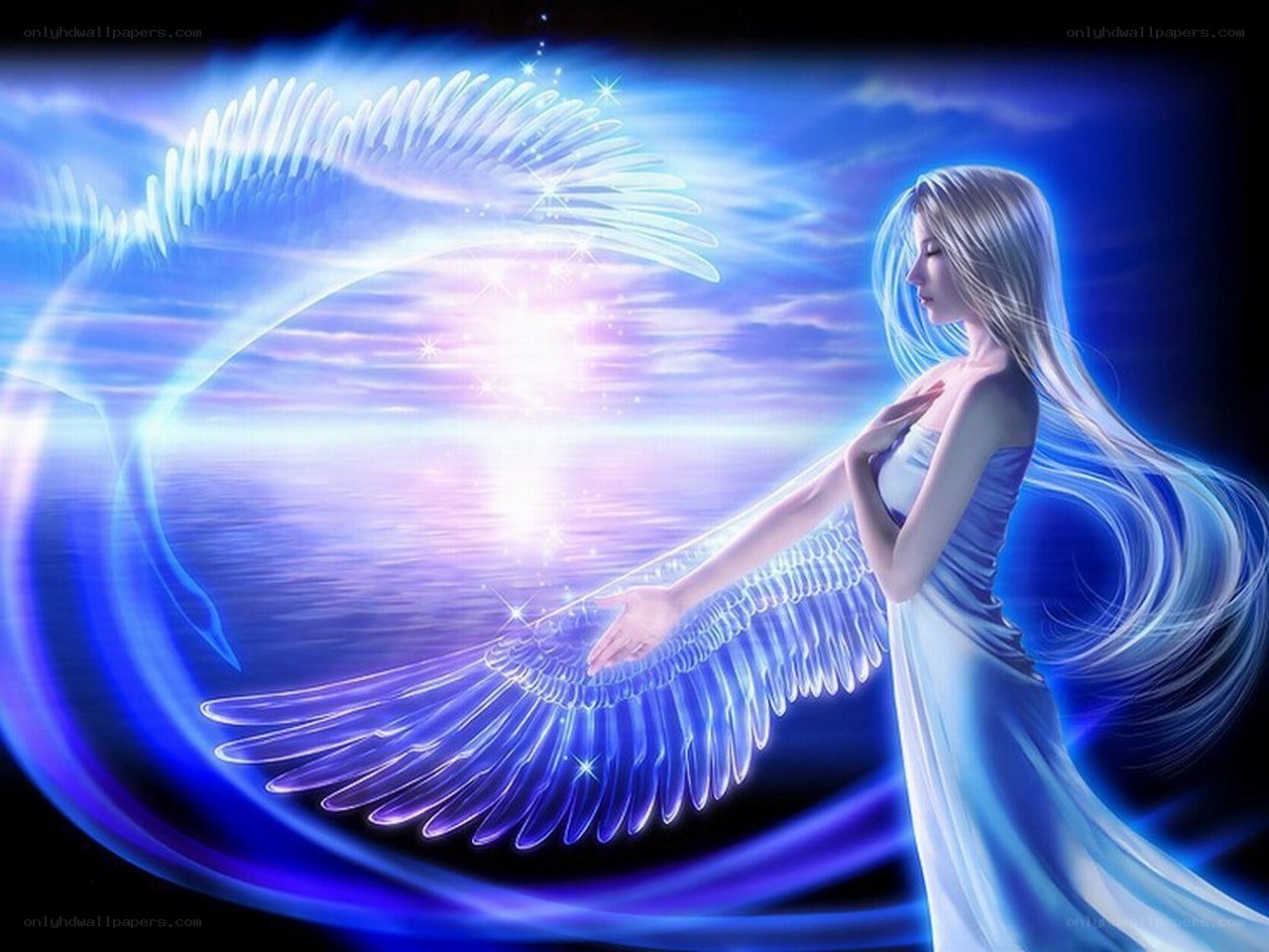 Angel with glowing wings