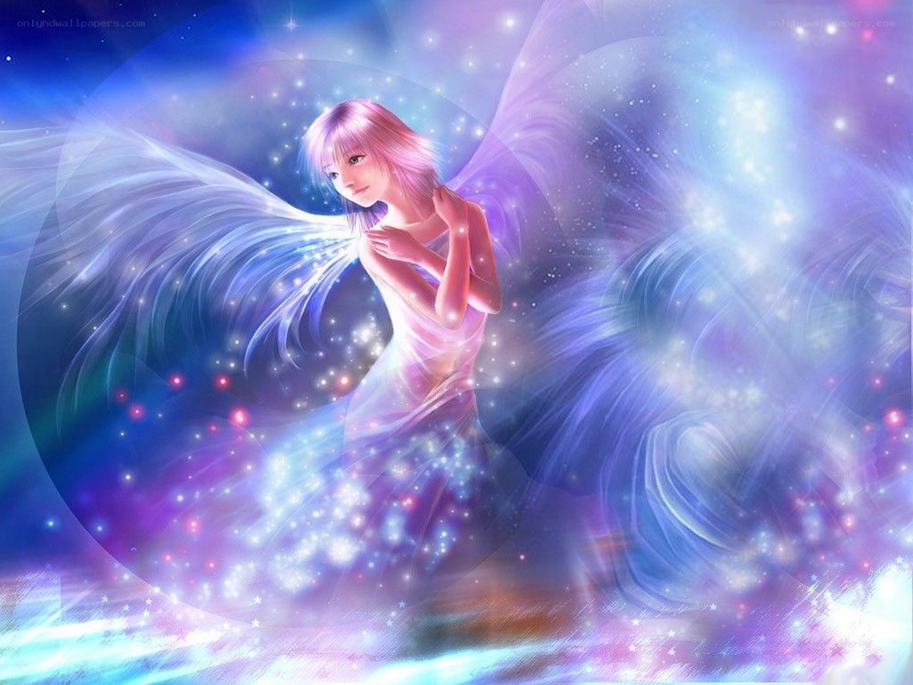 angel with glowing wings