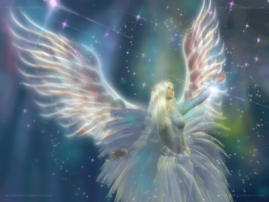 angel with glowing wings