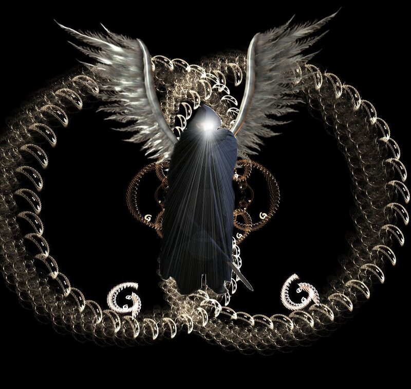 angel with glowing wings