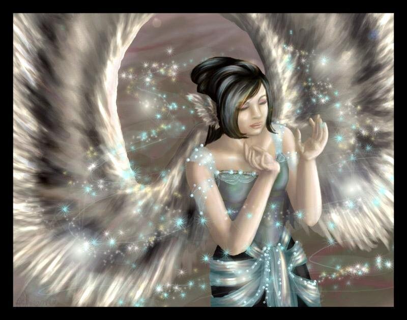 angel with glowing wings