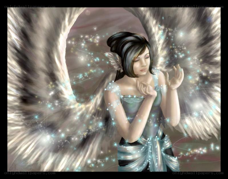 angel with glowing wings