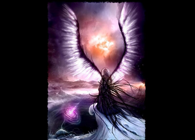angel with glowing wings