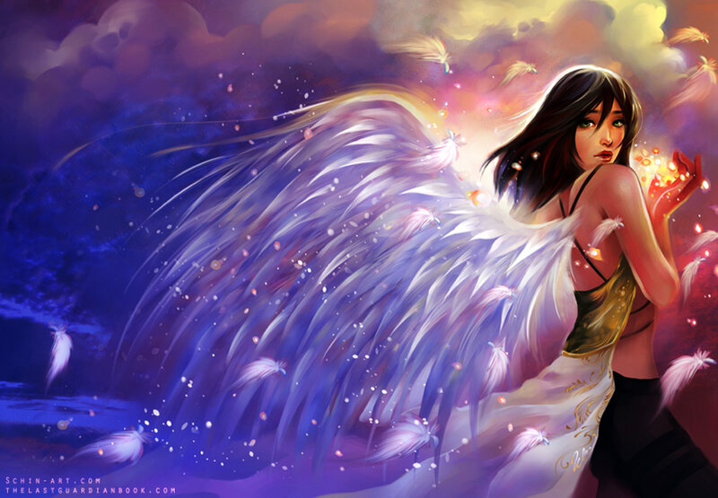 angel with glowing wings