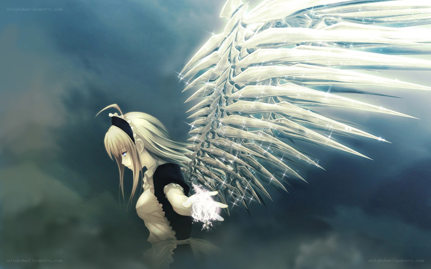 angel with glowing wings