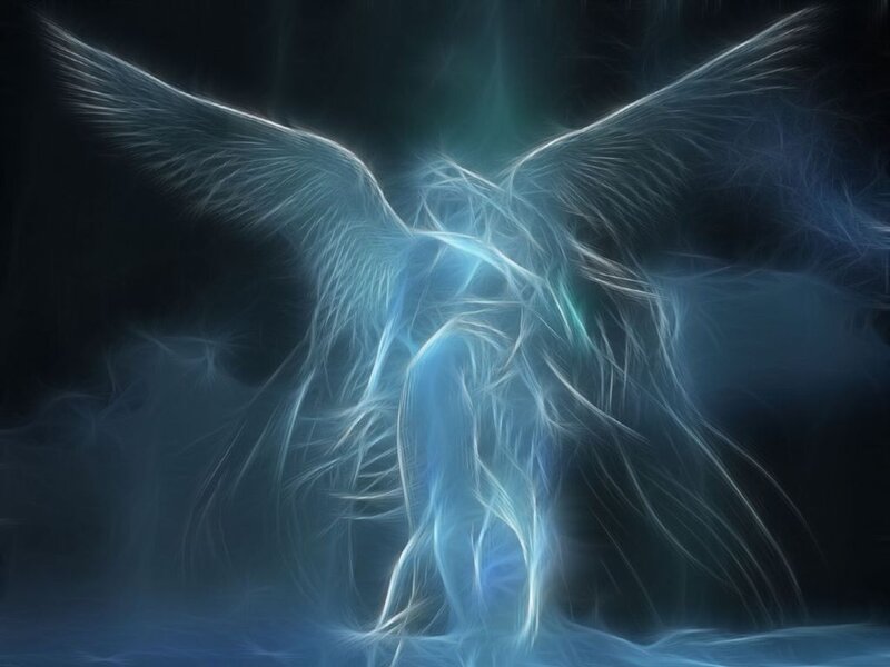 Angel with Glowing Wings — Blue, Ethereal