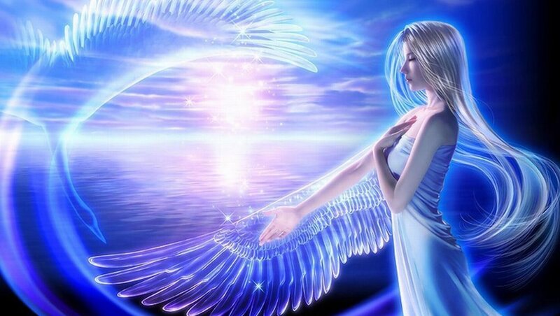 Angel with Glowing Wings — Blue