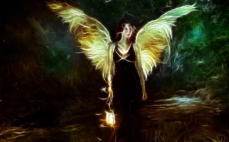 Angel with Glowing Wings — Green