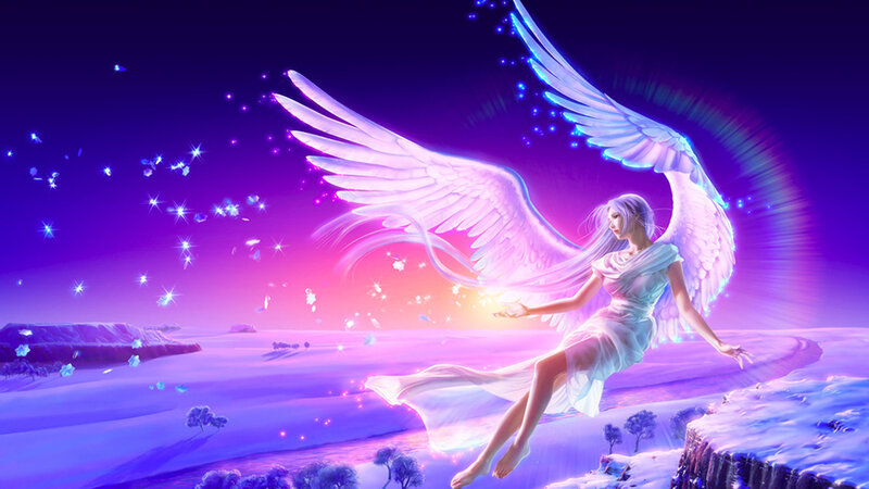 Angel with Glowing Wings — Purple