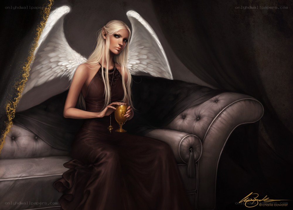 angel with golden chalice