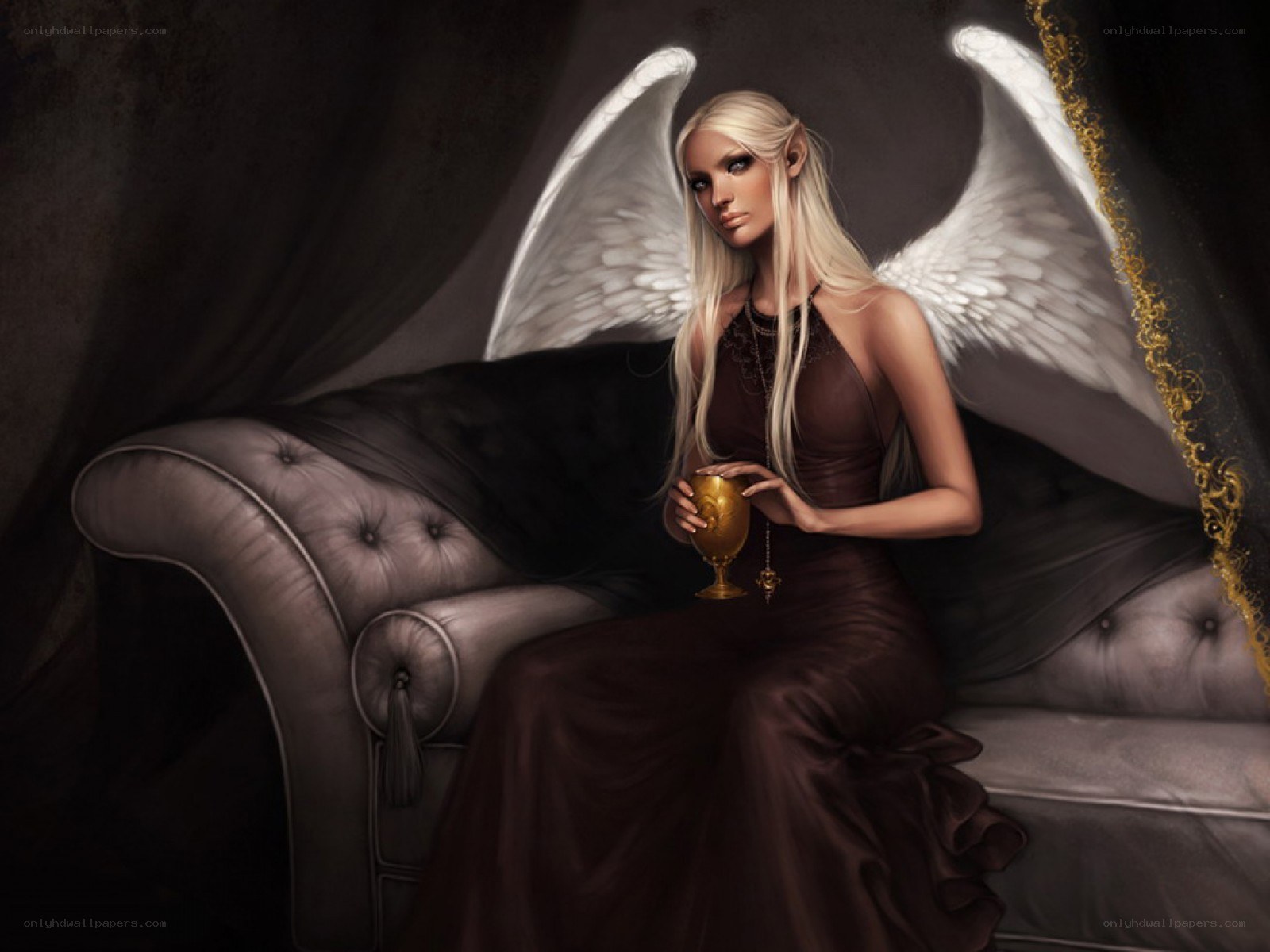 angel with golden chalice