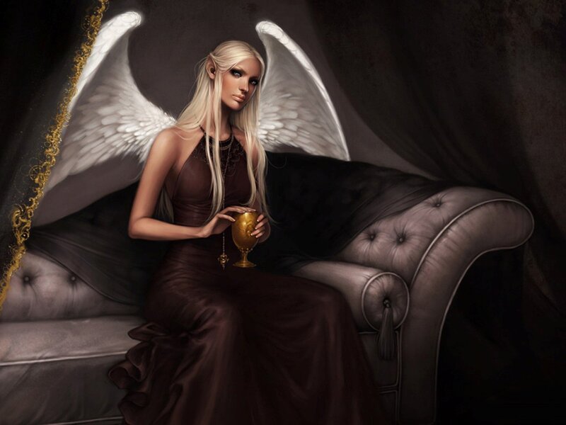 Angel with golden chalice