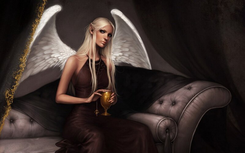 Angel with golden chalice