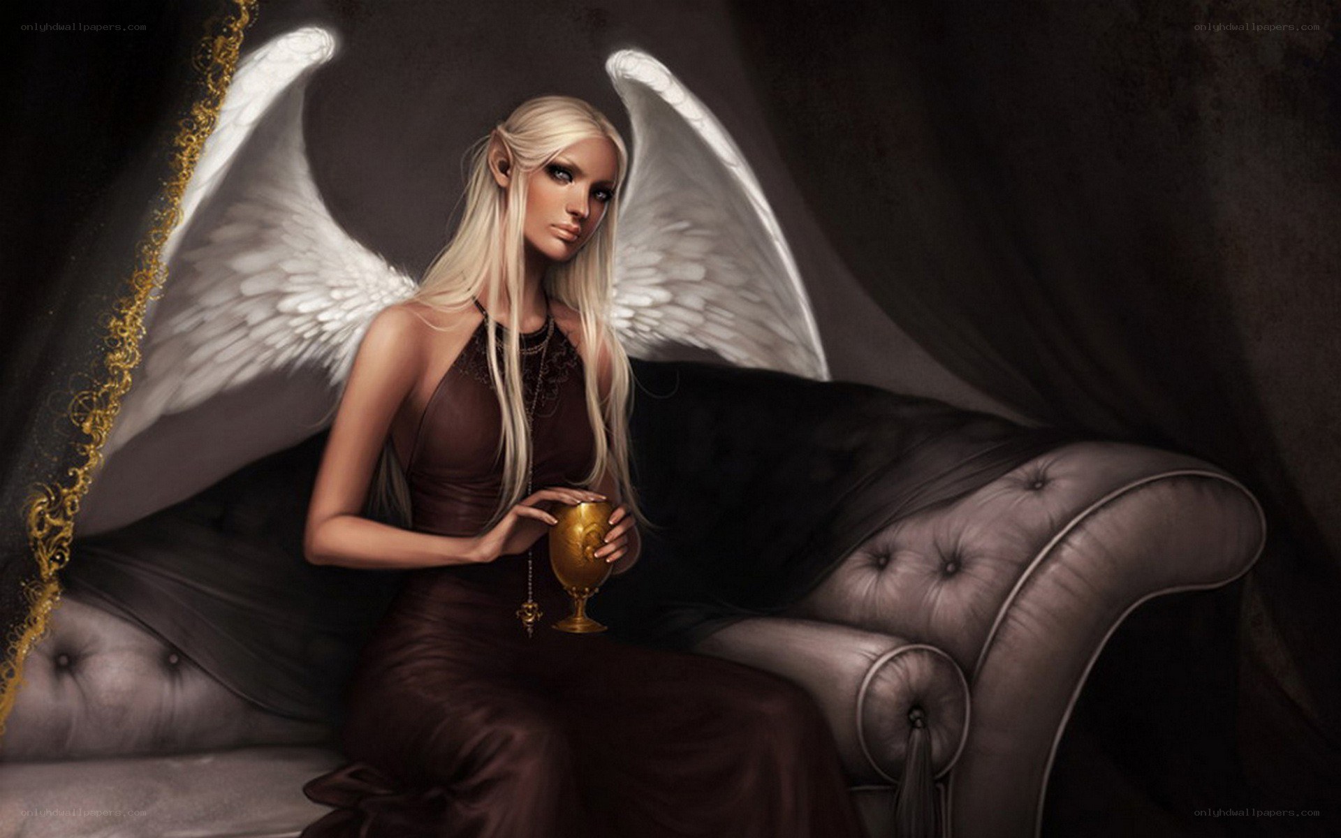 Angel with golden chalice