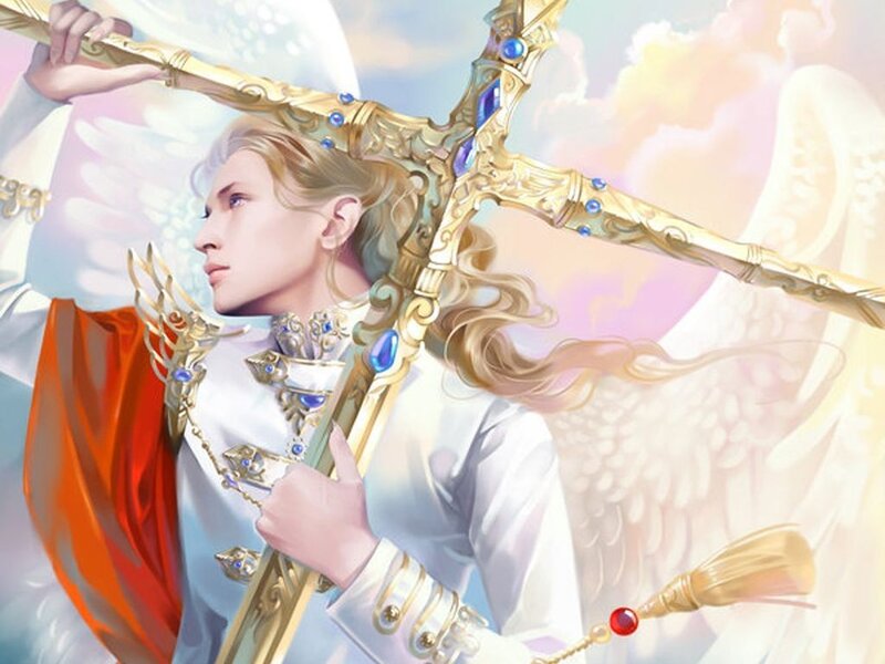 angel with golden cross