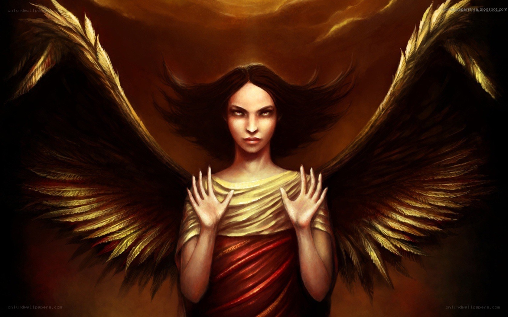 angel with golden wings