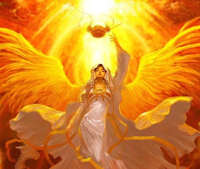 angel with golden wings