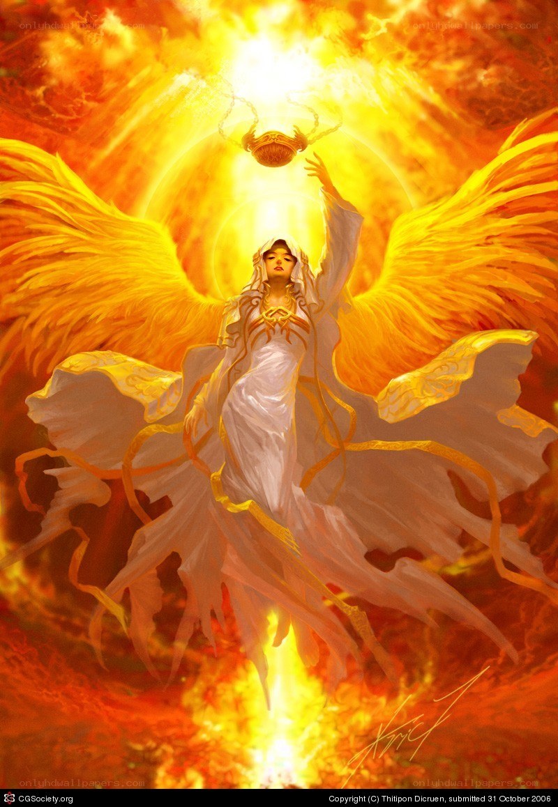angel with golden wings